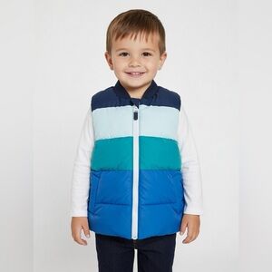 Jacadi Paris Boys Reversible Colorblock Puffer Vest Size 3T Blue
